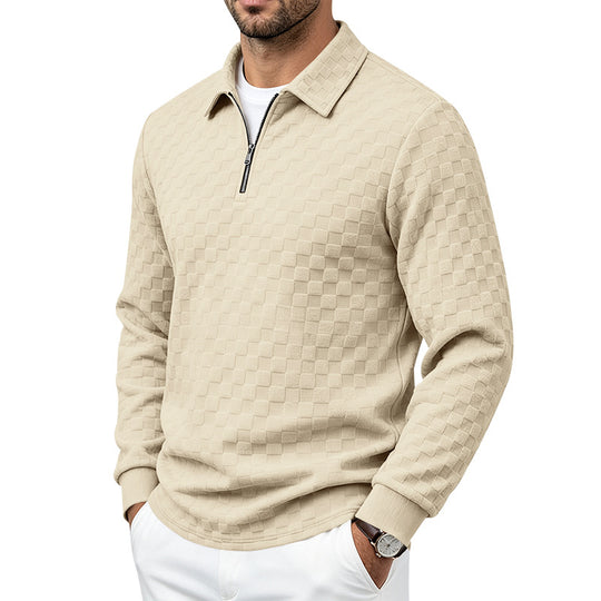 Herren Strukturierter Strickpullover mit Troyer-Kragen und halbem Reißverschluss Shop Nory