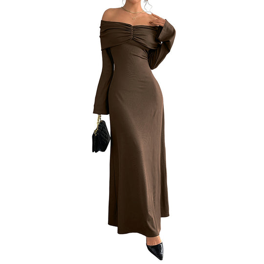 Damen Elegantes Off-Shoulder Maxikleid Shop Nory