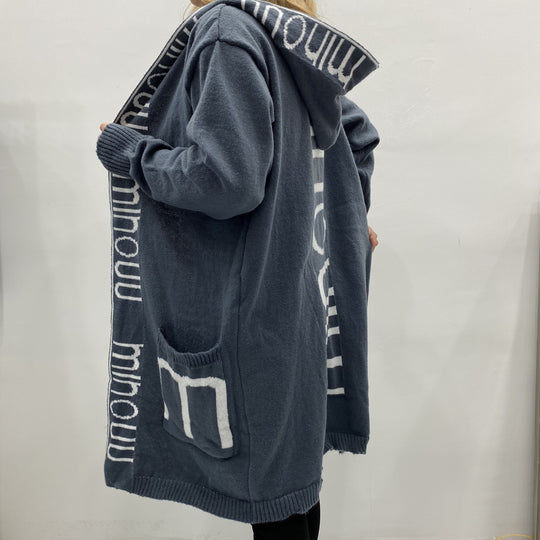 Damen Kapuzen-Cardigan im Oversize-Strick mit Logobordüre Shop Nory