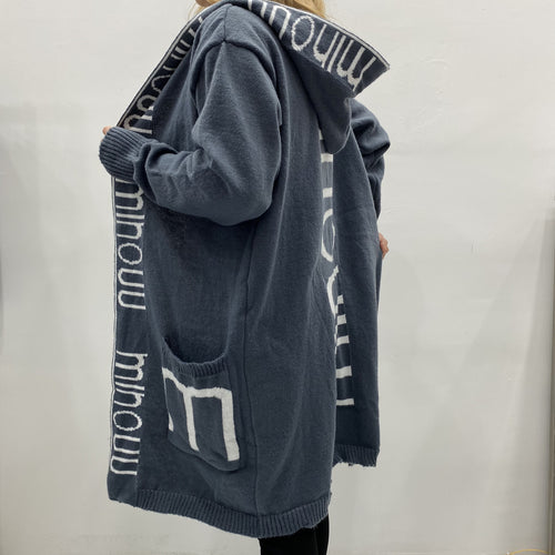 Damen Kapuzen-Cardigan im Oversize-Strick mit Logobordüre Shop Nory