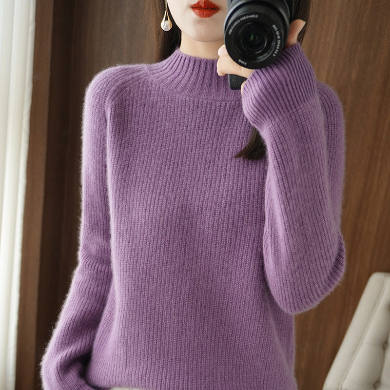 Damen Kurz-Stehkragenpullover aus feinem Feinstrick mit kaschmirähnlicher Weichheit und Raglanärmeln Shop Nory