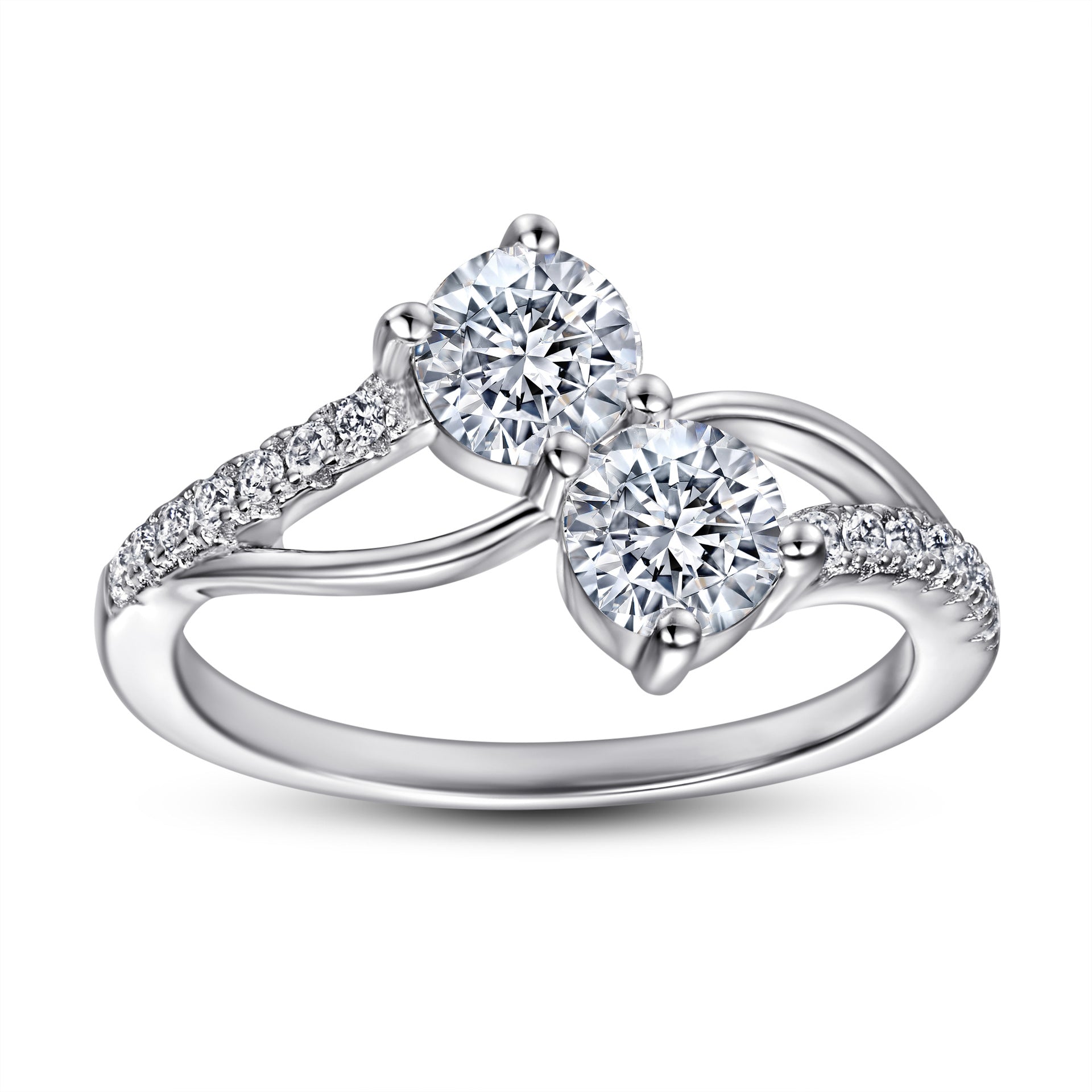 Damen Eleganter Verlobungsring mit doppeltem Diamantdesign Shop Nory