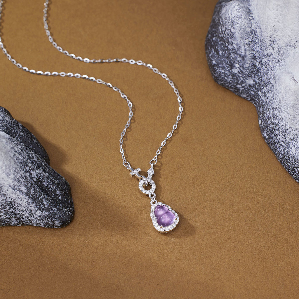 Damen Kette mit kunstvollem Anhänger aus hochwertigem Amethyst und funkelnden Zirkonia Shop Nory