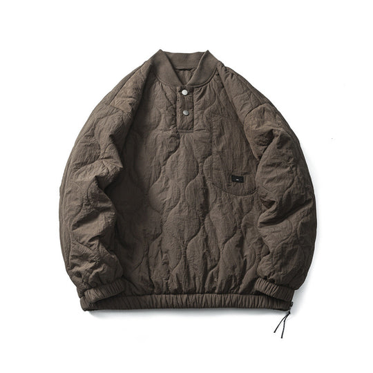 Unisex Wattierter Oversize-Anorak-Pullover mit halber Druckknopfleiste, Raglanärmeln und Tunnelzugsaum Shop Nory
