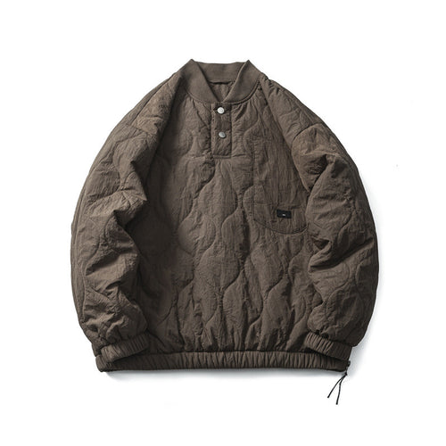 Unisex Wattierter Oversize-Anorak-Pullover mit halber Druckknopfleiste, Raglanärmeln und Tunnelzugsaum Shop Nory
