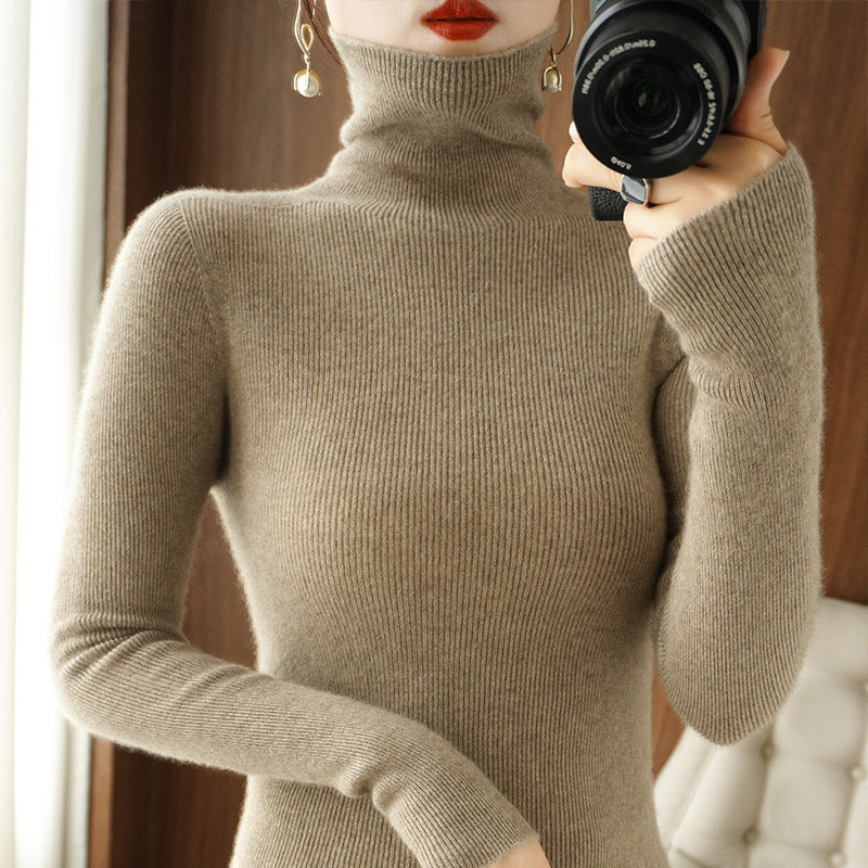 Damen Schmaler Rollkragenpullover aus Kaschmir‑Mix mit extralangem Ärmelabschluss Shop Nory