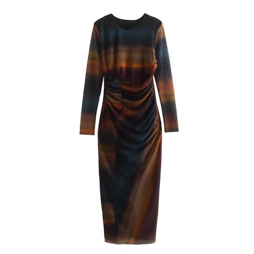 Damen Figurbetontes Midikleid mit seitlicher Drappierung und Rundhalsausschnitt Shop Nory
