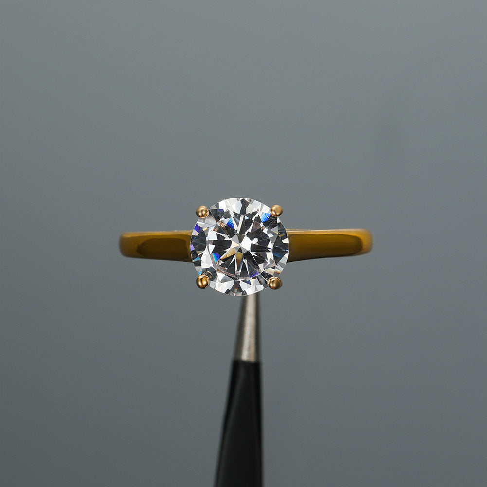 Damen Ring mit funkelndem Solitärstein in eleganter Zirkonia-Fassung Shop Nory