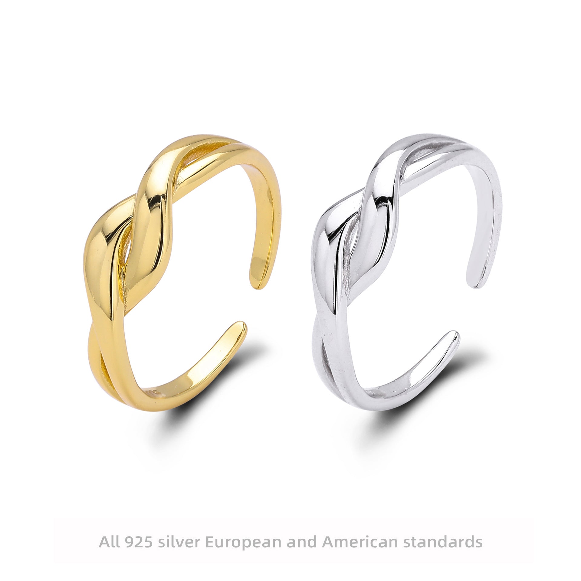 Damen Offener Ring mit elegantem gewundenem Design aus 925 Sterling Silber Shop Nory