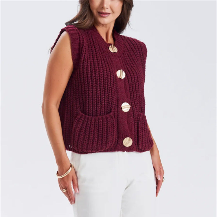 Damen Grobgestrickter Oversize Cardigan mit Zierknöpfen Shop Nory