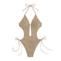 Damen Einteiler Badeanzug mit Raffinierten Cut-Out Details