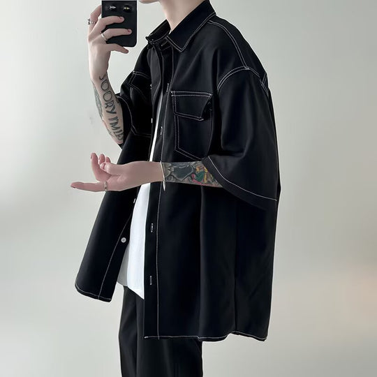 Herren Modisches Oversized Kurzarm-Hemd Shop Nory