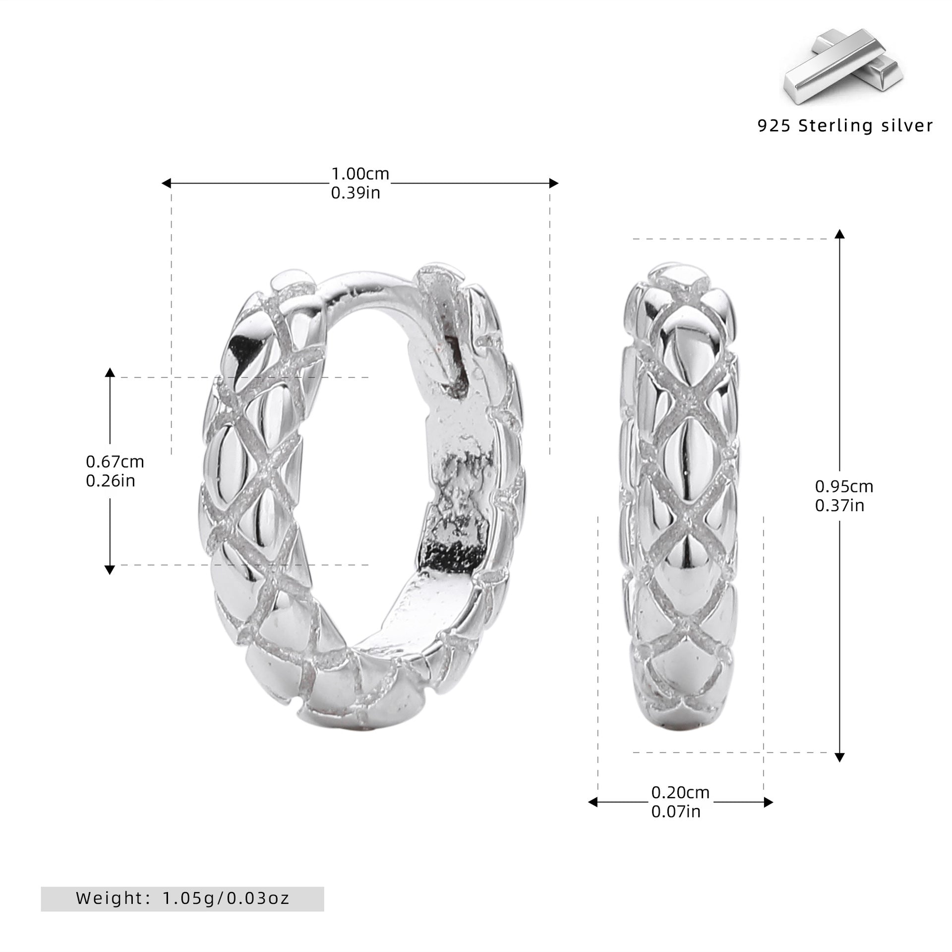 Damen Creolen mit elegantem geflochtenem Design aus hochwertigem 925er Sterlingsilber Shop Nory