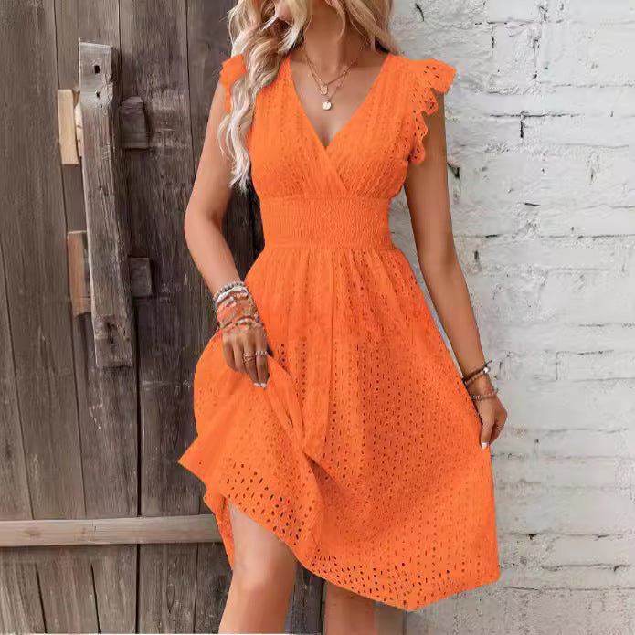 Damen Sommerkleid mit eleganten Spitzenärmeln