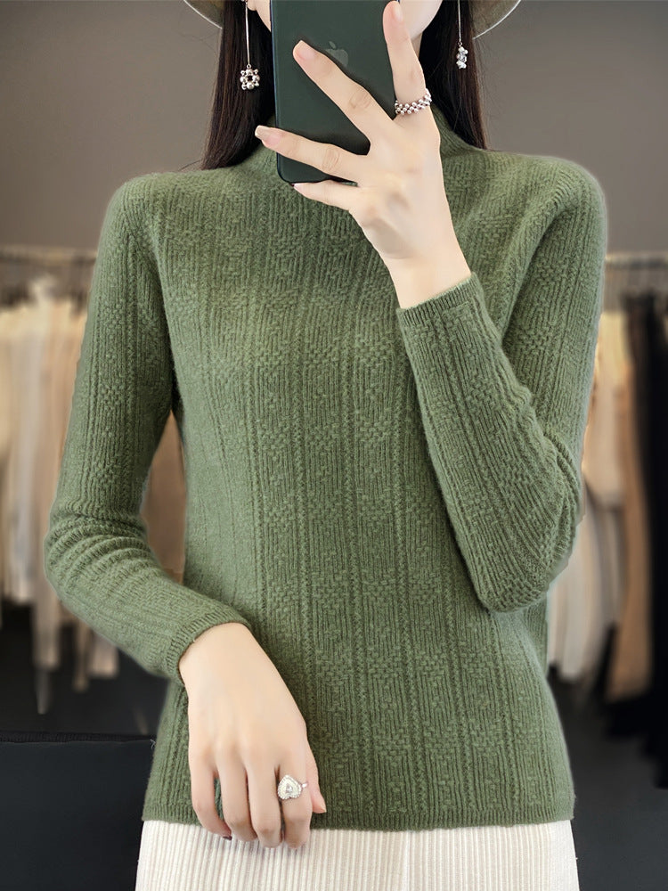 Damen Strukturierter Mockneck-Pullover aus kaschmirähnlicher Wollmischung Shop Nory