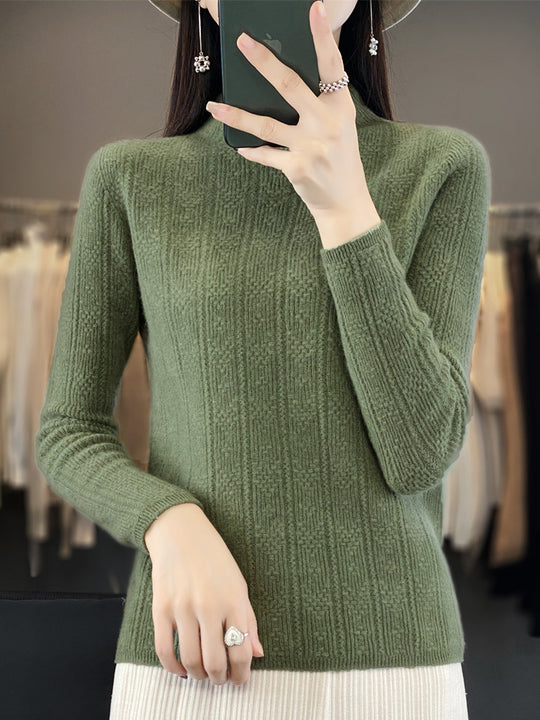 Damen Strukturierter Mockneck-Pullover aus kaschmirähnlicher Wollmischung Shop Nory