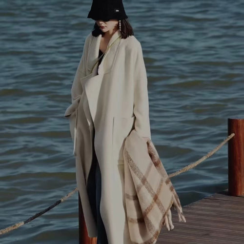 Damen Oversize Wollmixmantel mit offenem Schnitt und tiefen Eingrifftaschen Shop Nory