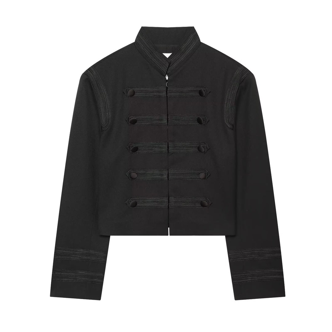 Damen Cropped Marschalljacke mit Stehkragen und dekorativen Zierbordüren Shop Nory