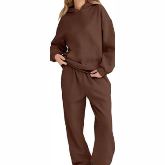 Damen Lässiges Hoodie-Jogging-Set aus French Terry mit Oversize-Kapuzenpullover und hochgeschnittener Jogginghose Shop Nory