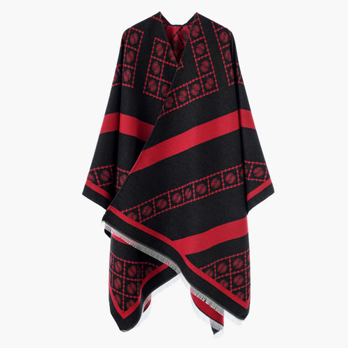 Damen Luxuriöses Jacquard-Überwurfcape mit kastiger Silhouette Shop Nory