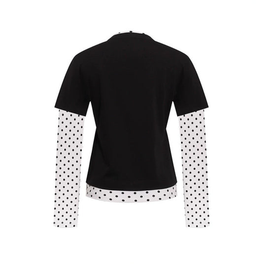 Damen Lagen-Langarmshirt mit Tupfen-Innenlayer und kalligrafischem Statement-Print Shop Nory