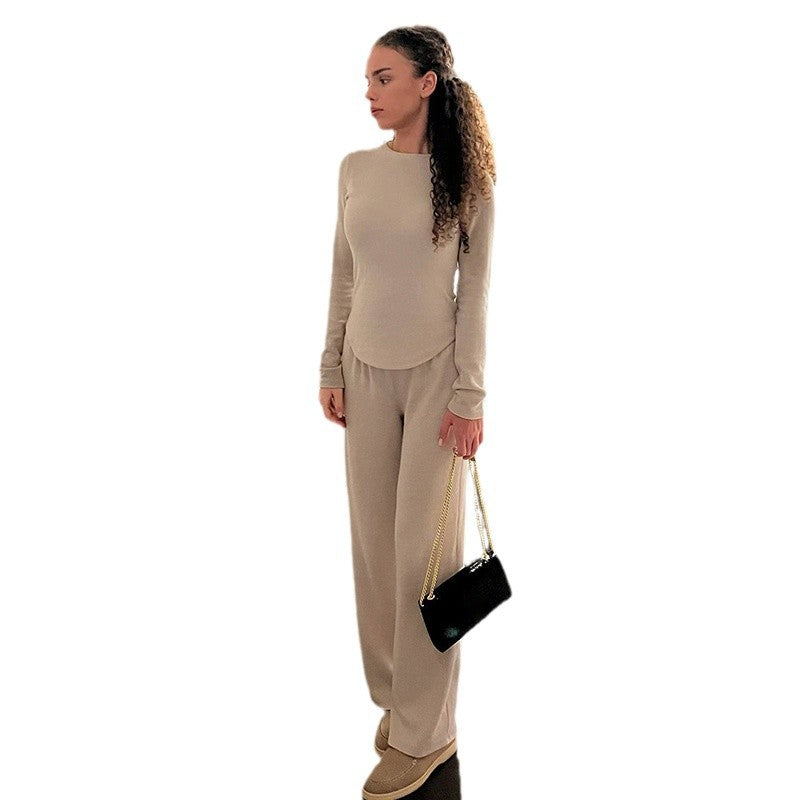 Damen nan legerer Palazzo-Loungehose mit Umschlagbund und weichem Baumwollstretch Shop Nory