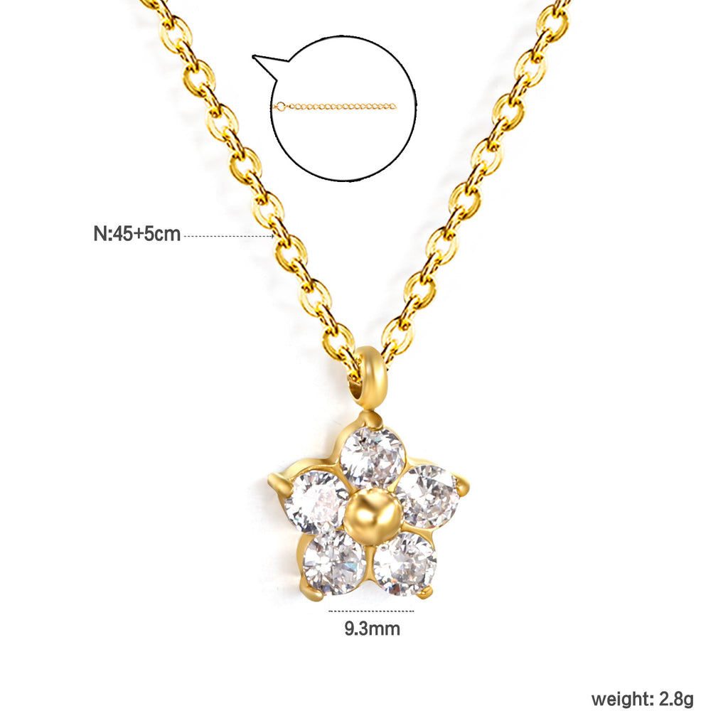 Damen Halskette mit hochwertigem Blumenanhänger und funkelnden Kristallen Shop Nory