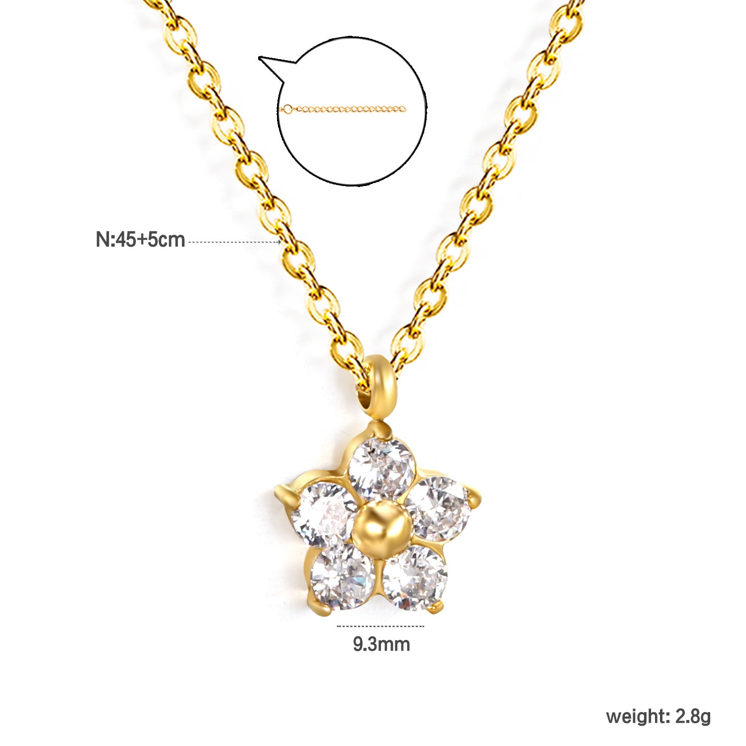 Damen Halskette mit hochwertigem Blumenanhänger und funkelnden Kristallen Shop Nory