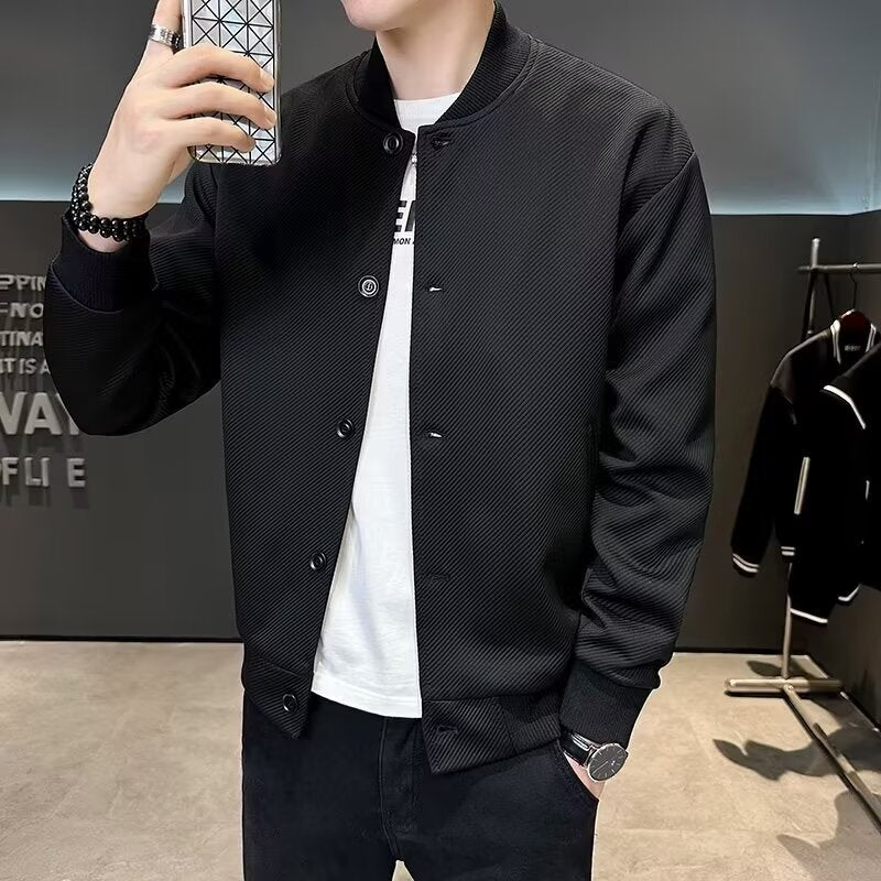 Herren Texturierte Bomberjacke im Blousonstil mit Druckknopffront und gerippten Bündchen Shop Nory