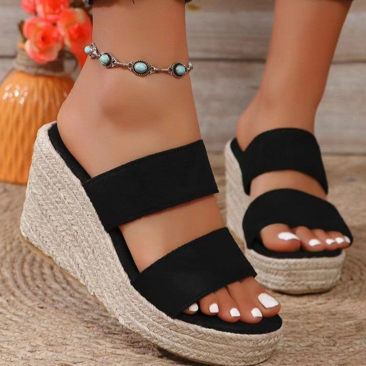 Damen Wedge-Pantoletten mit komfortablem Fußbett und trendigen Riemen