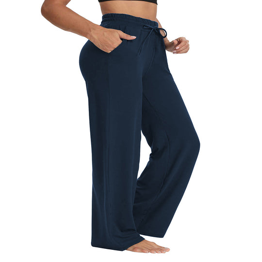 Damen Weite High-Waist Yogahose mit Leopardenmuster und Kordelzug Shopy Nory