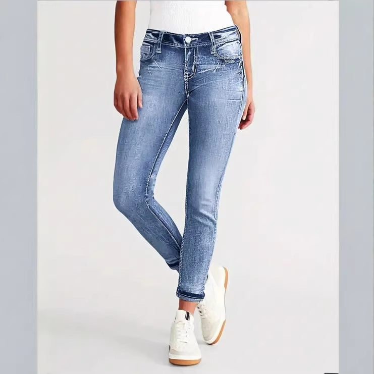 Damen Slim-Ankle-Jeans mit hohem Bund, sculptendem Stretch und dezenter Used‑Waschung Shop Nory