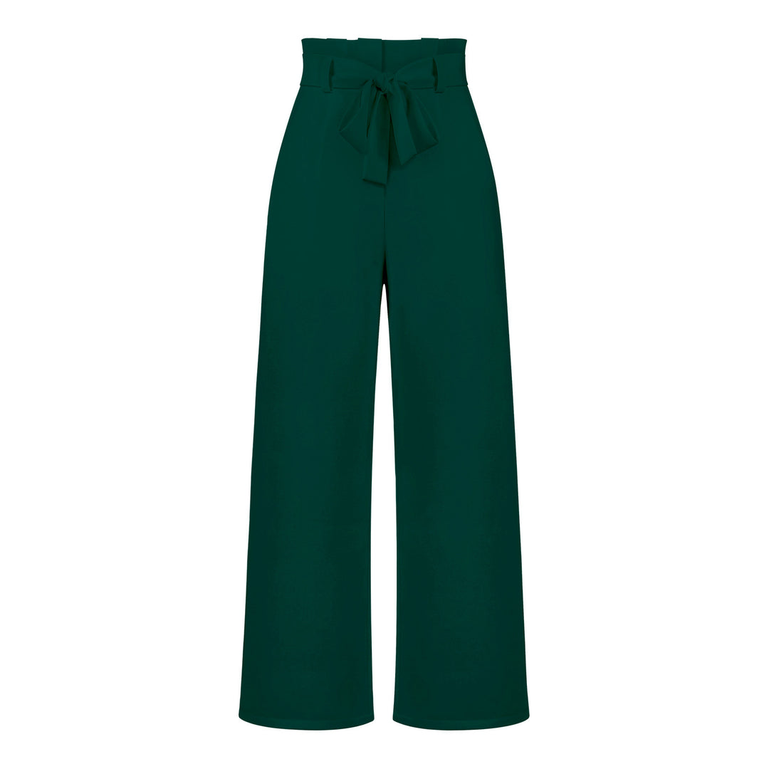 Damen hochtaillierte Paperbag-Hose mit weitem Bein und Taillengürtel Shop Nory