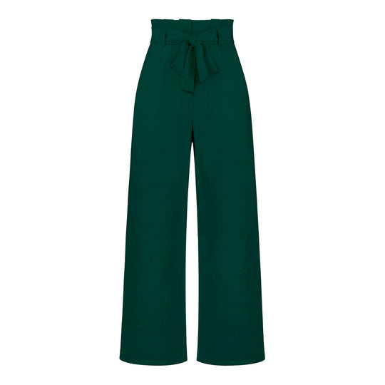 Damen hochtaillierte Paperbag-Hose mit weitem Bein und Taillengürtel Shop Nory