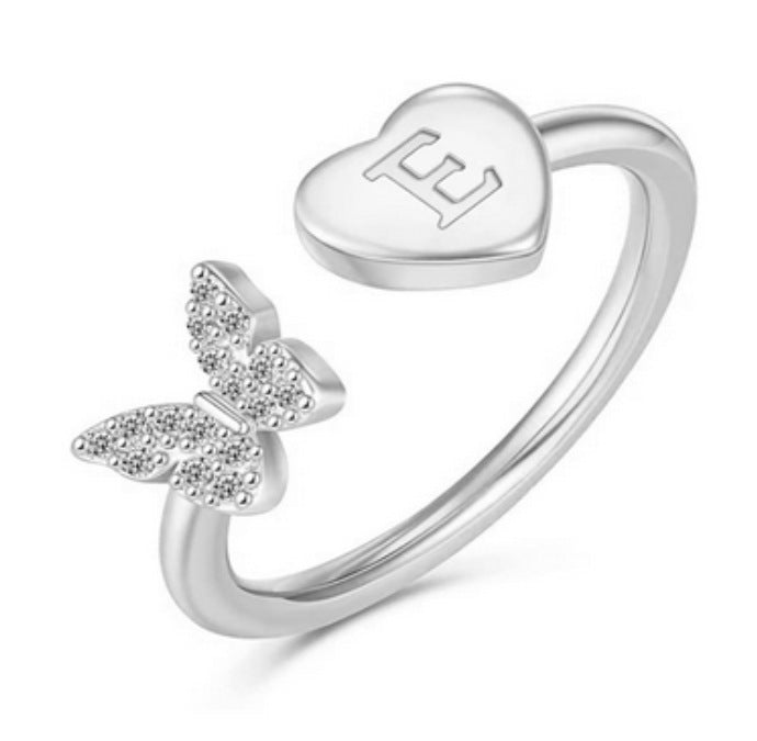 Damen Ring mit Schmetterlingsdesign und Herzmotiv Shop Nory