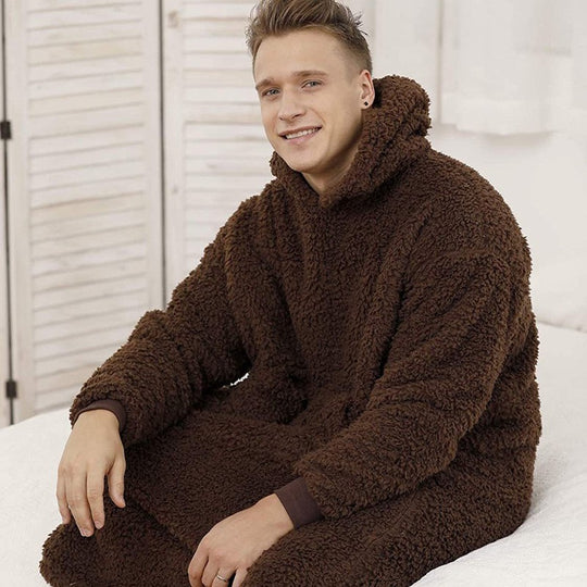 Herren nan übergroßer Sherpa-Wohnmantel mit Kapuze und praktischen Eingrifftaschen Shop Nory