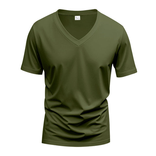 Herren nan V-Ausschnitt-T-Shirt aus Stretchbaumwolle mit ergonomischem Schulterschnitt und flachem Saum