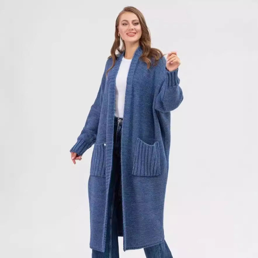 Damen Gemütlicher Strickmantel mit großen Taschen und oversized Schnitt