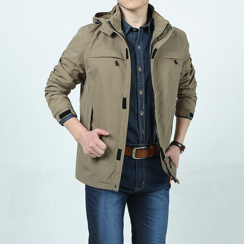 Herren Moderne Softshell-Fieldjacke mit Kapuze, atmungsaktivem Stretch und Organizer-Taschen Shop Nory