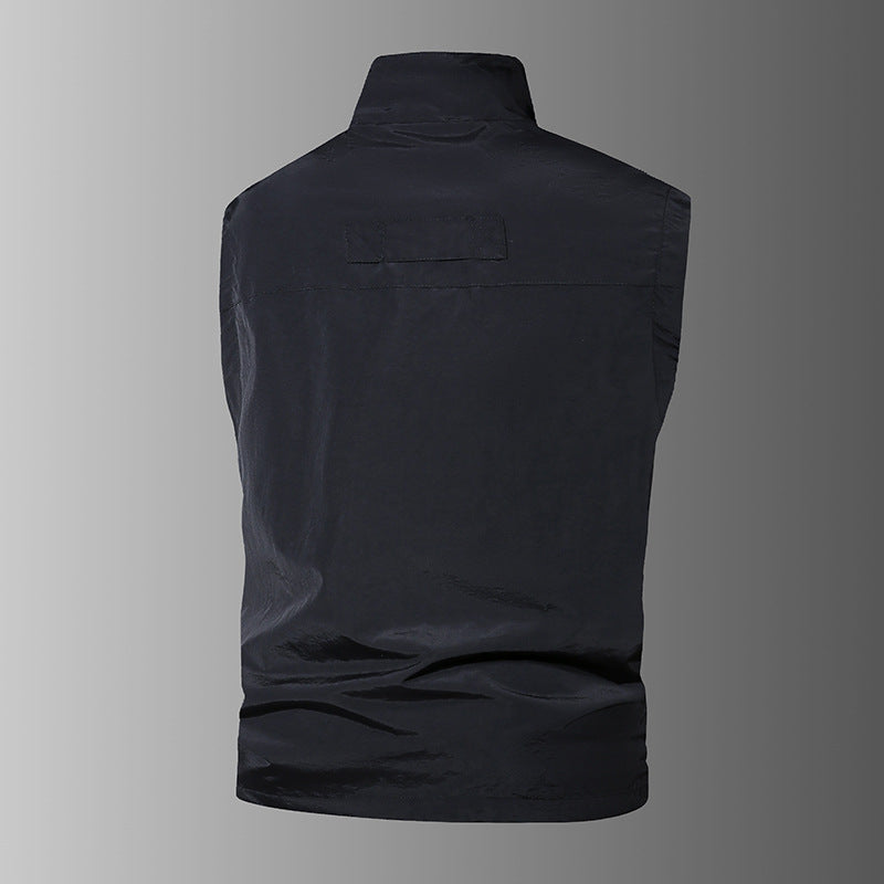 Herren Multifunktions-Outdoorweste mit Mehrfachtaschen und Stehkragen Shop Nory