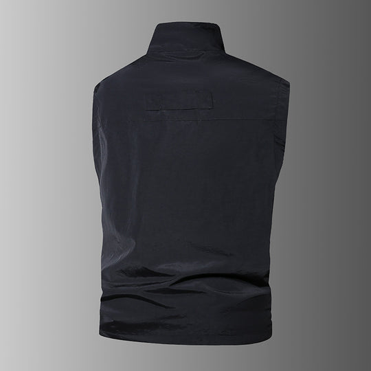 Herren Multifunktions-Outdoorweste mit Mehrfachtaschen und Stehkragen Shop Nory