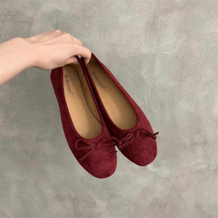 Damen Ballerina-Schuhe mit modischer Schleifenverzierung und komfortablem Fußbett