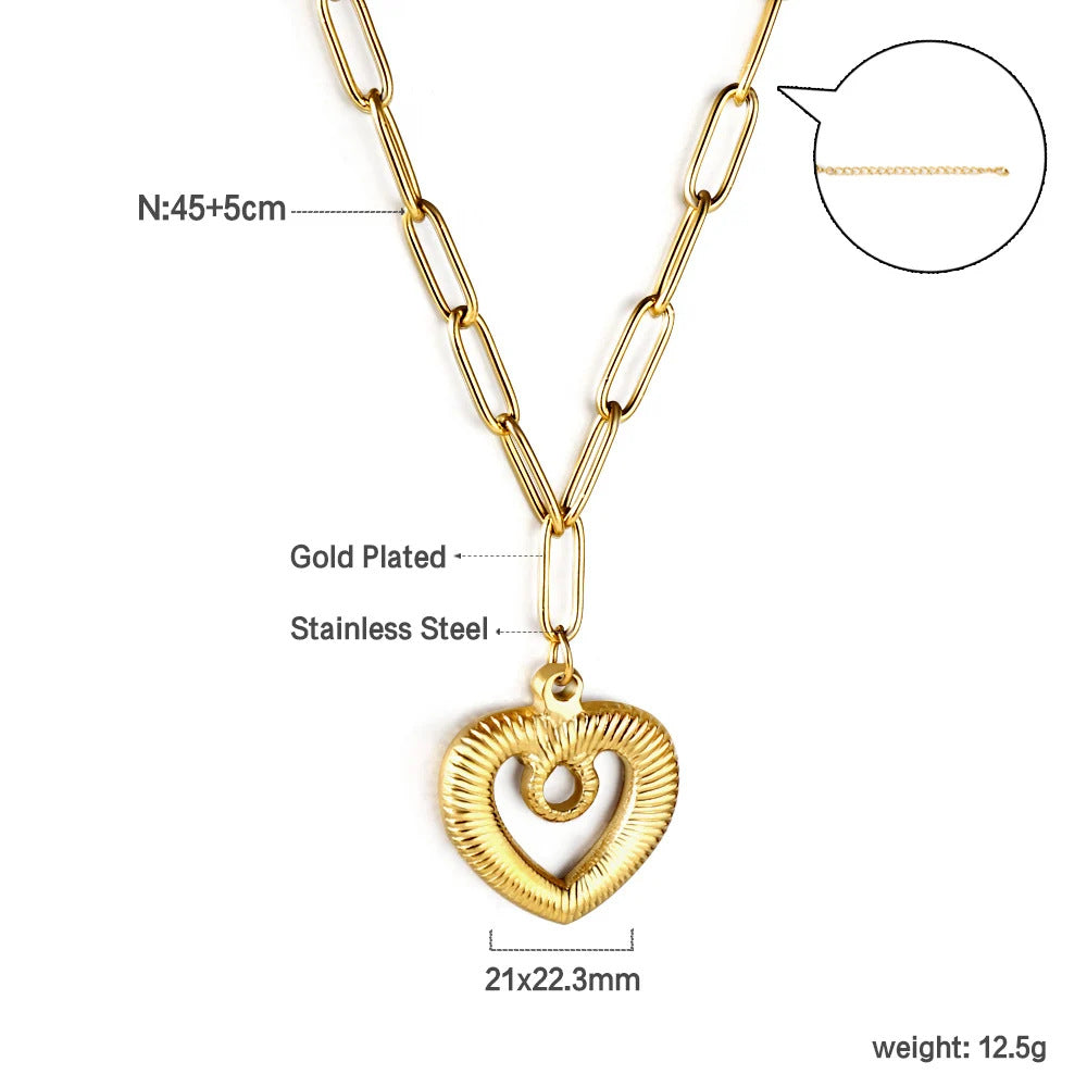 Damen Halskette mit herzförmigem Anhänger aus Edelstahl und modischem Kettendesign Shop Nory