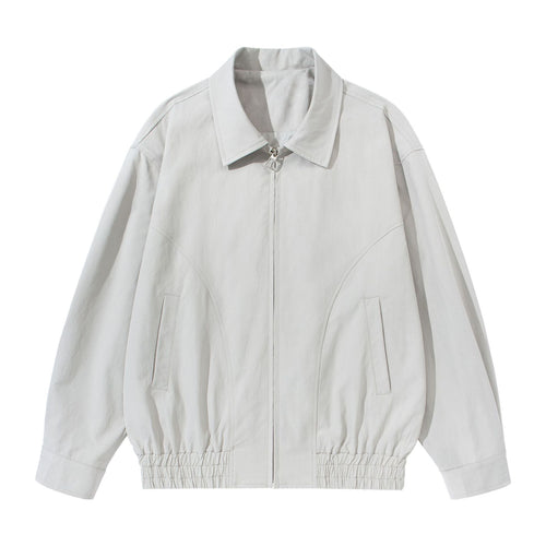 Unisex Kurz geschnittene Boxy-Blousonjacke mit Hemdkragen, verdecktem Reißverschluss und gerafftem Saum Shop Nory