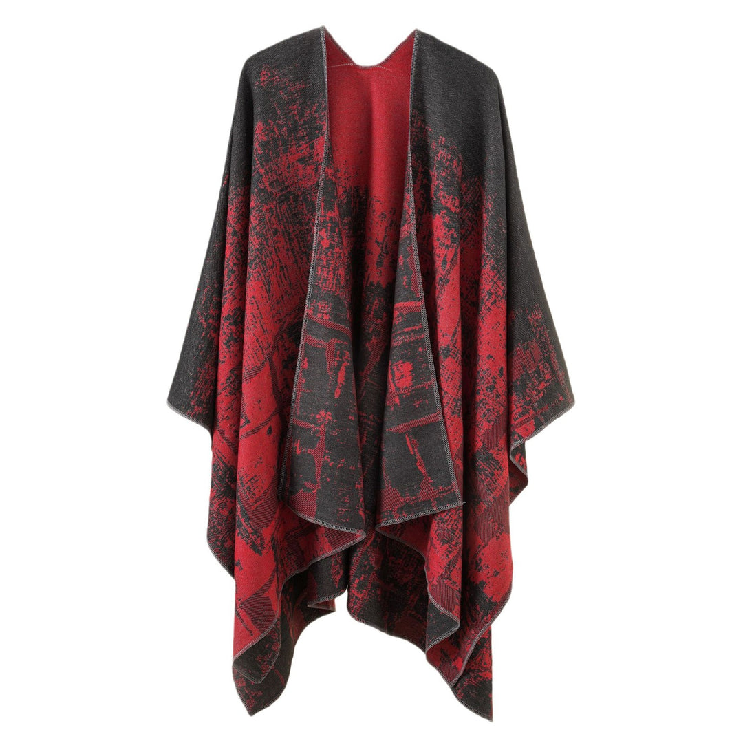 Damen Wollmix-Cape mit grafischem Jacquard, offenem Kimono-Fall und weichfallender Drapierung Shop Nory