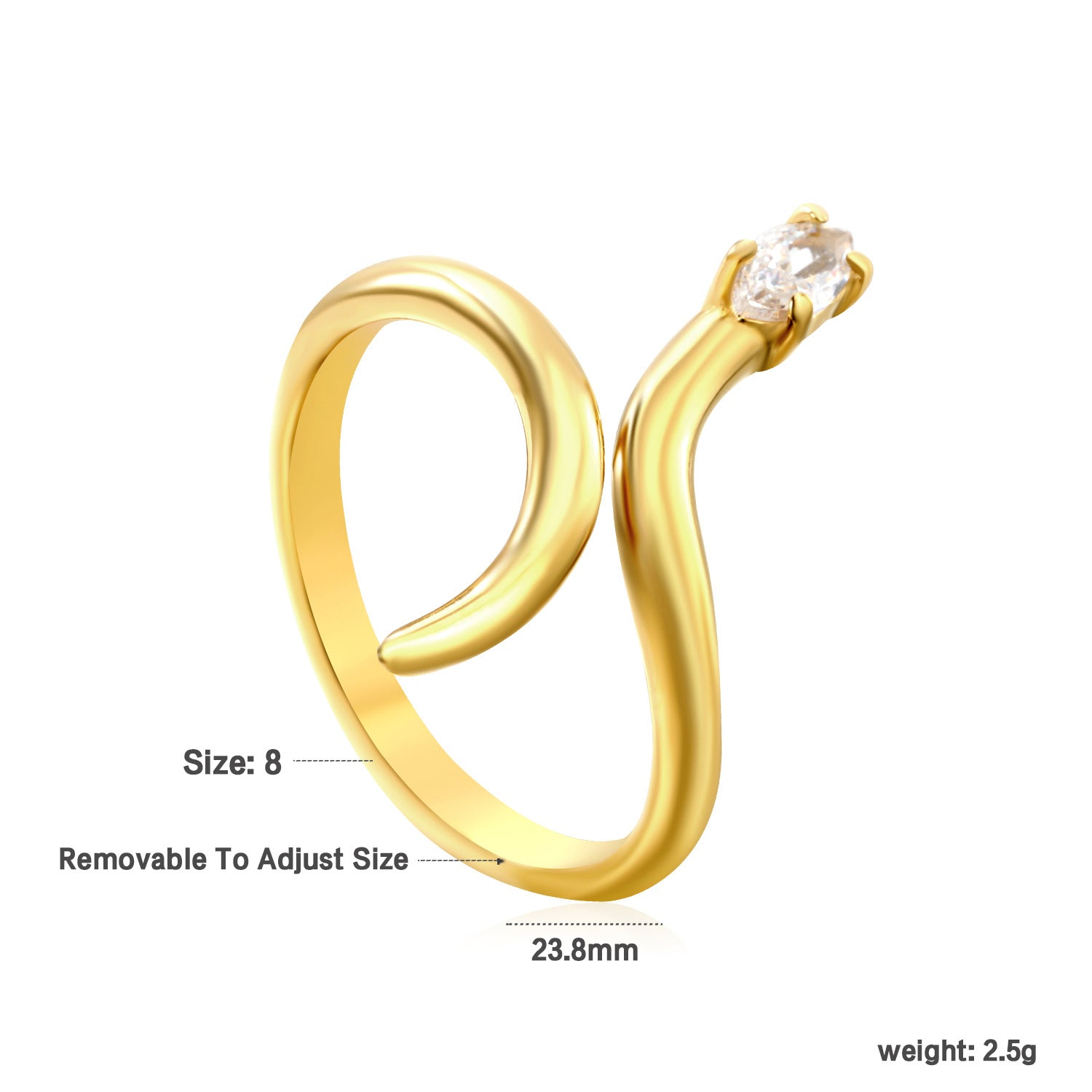 Damen Ring mit elegantem, funkelndem Kristall und hochwertiger Goldoberfläche Shop Nory