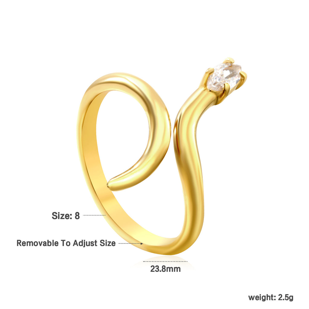 Damen Ring mit elegantem, geschwungenen Design und verstellbarem Perlenanhänger Shop Nory