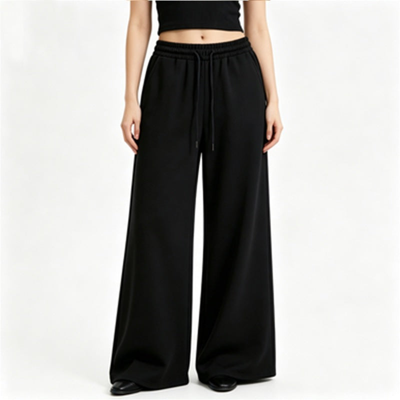 Damen nan weite High-Waist Loungehose mit elastischem Bund, Kordelzug und fließendem Jersey Shop Nory