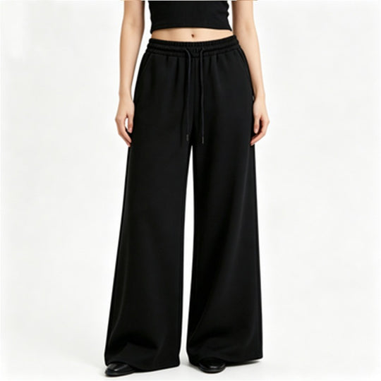 Damen nan weite High-Waist Loungehose mit elastischem Bund, Kordelzug und fließendem Jersey Shop Nory