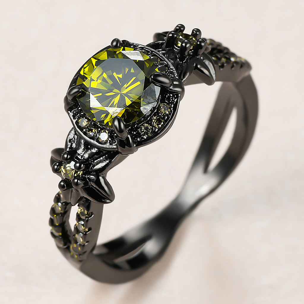 Damen Ring mit luxuriösem, facettiertem Kaffeeschimmer und floralen Akzenten Shop Nory